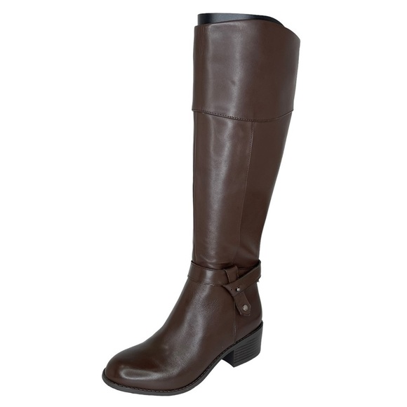 Alfani Berniee Brown Leather Knee High Womens Boots Size 5M - Picture 1 of 11